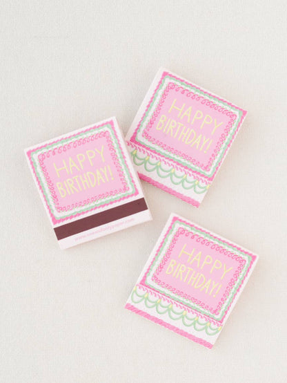 Happy Birthday Vintage Cake Printed 10 Stem Matchbooks