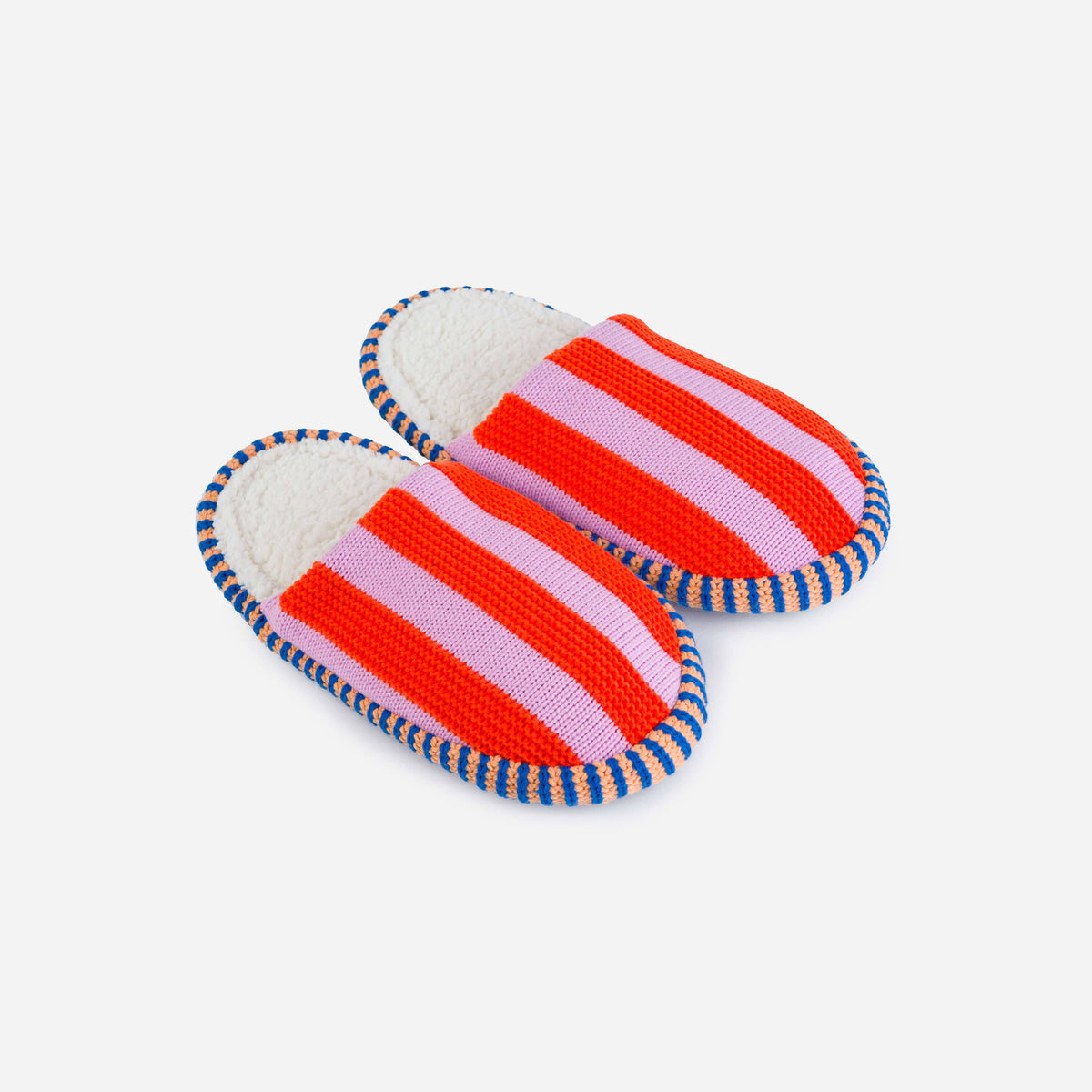 Super Stripe Knit Slide Slippers Fleece Lined