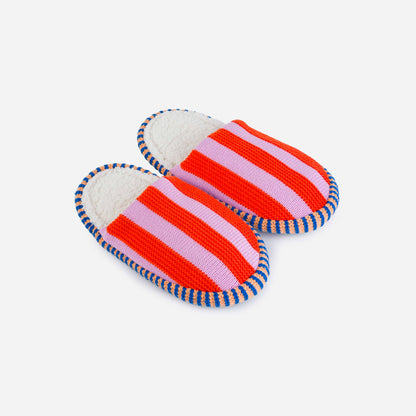 Super Stripe Knit Slide Slippers Fleece Lined