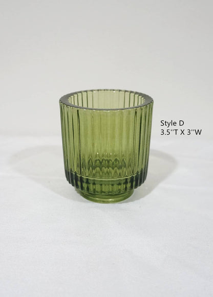 Green Glass Taper Candle Holder