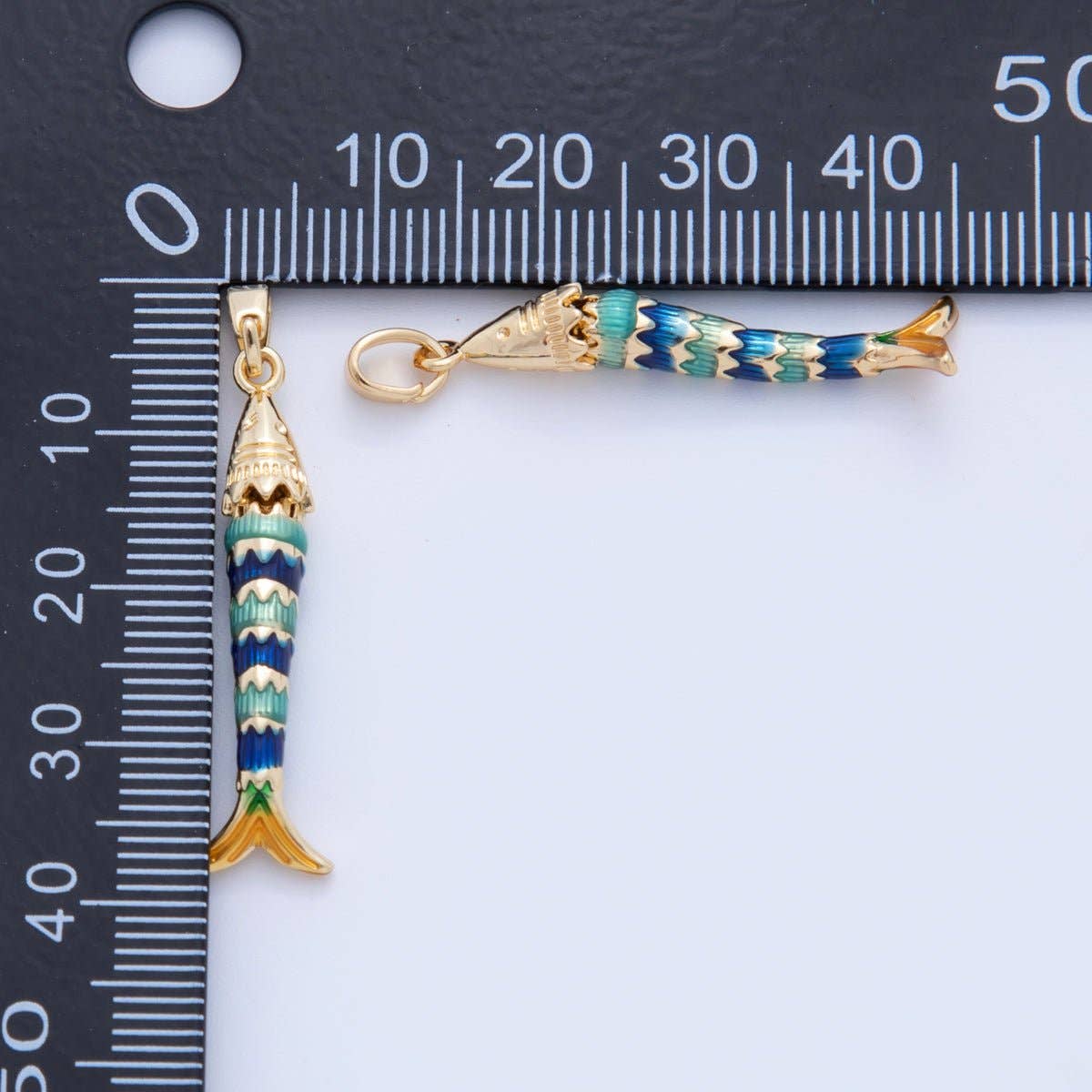 Blue Fish Enamel Necklace Charm Gold Filled