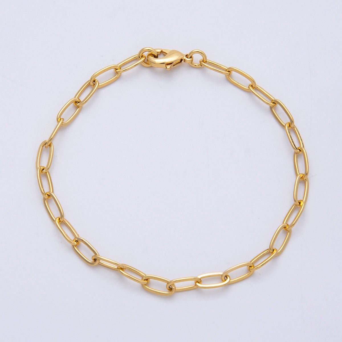 Gold Filled Paperclip Chain Bracelet with Zirconia