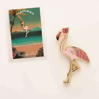 Pink Flamingo Enamel Lapel Pin Tropical