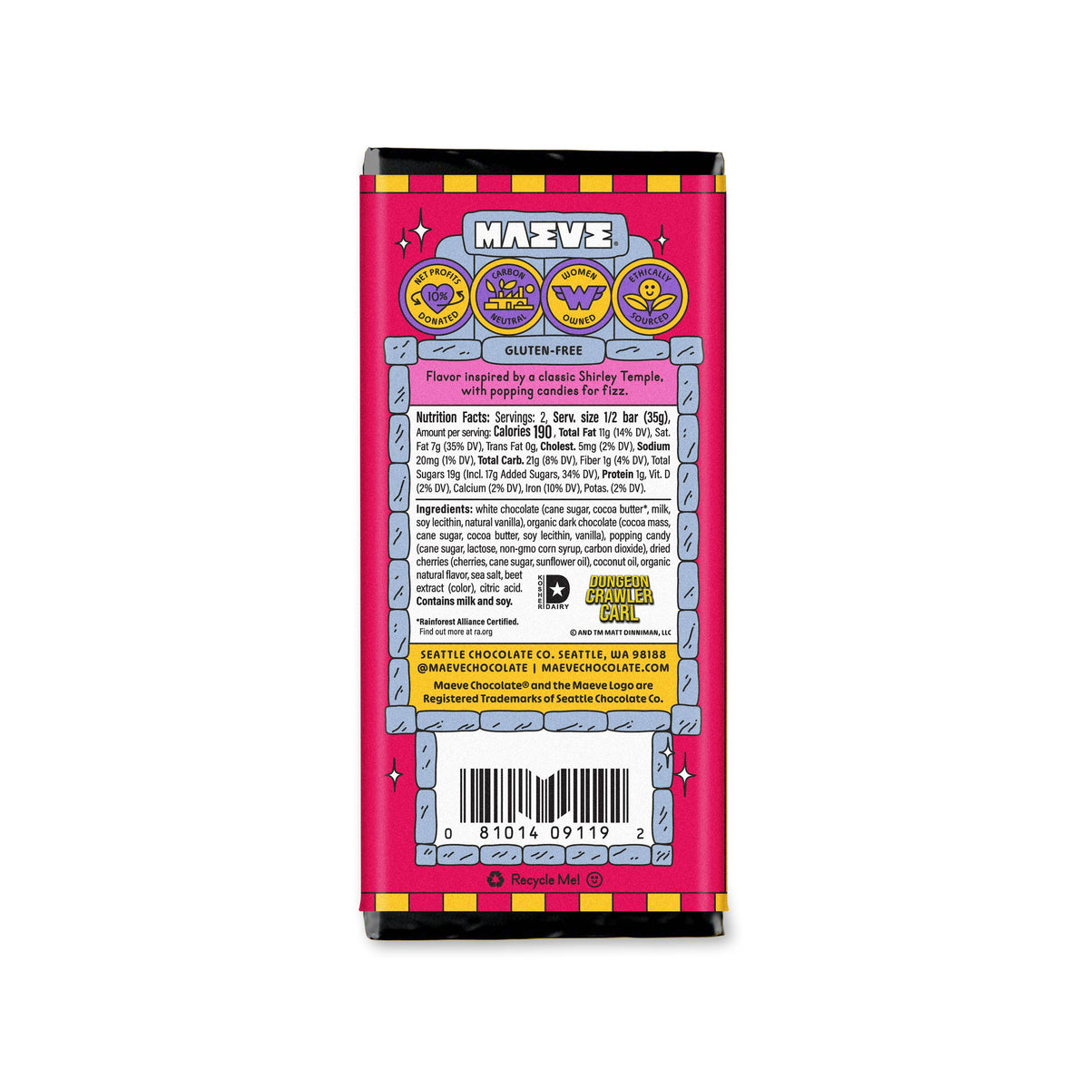 Virgin Dirty Shirley Milk Chocolate Truffle Bar