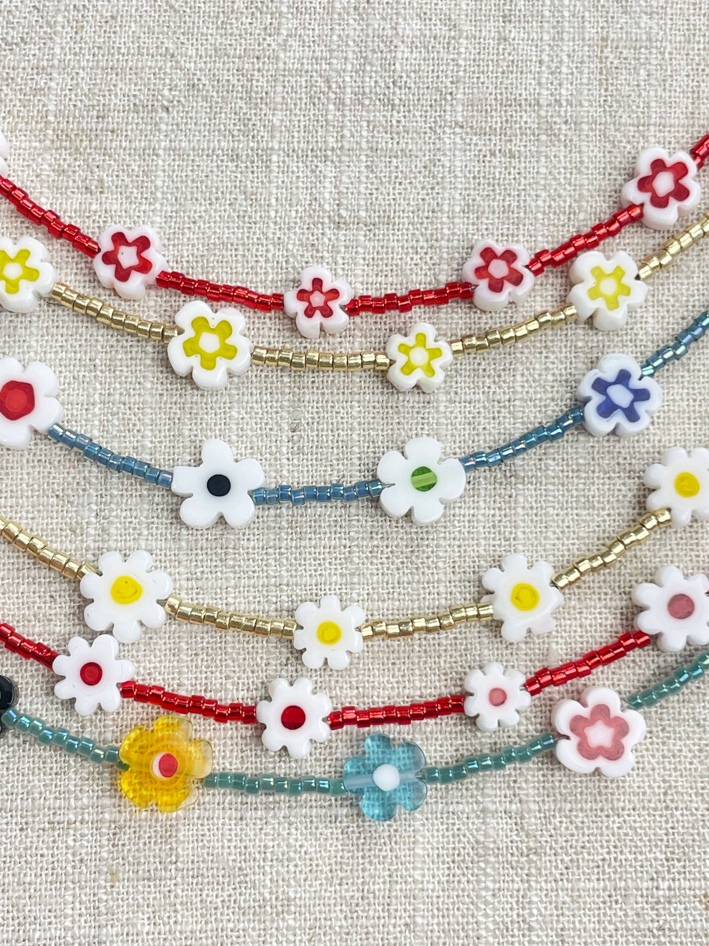 Glass Floral Beaded Delicate Necklace
