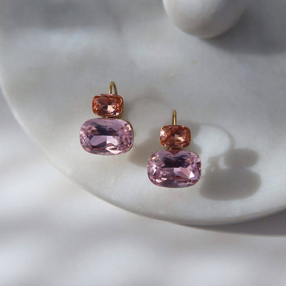 Blush Aura Pink Stone Drop Earrings Gold Plated