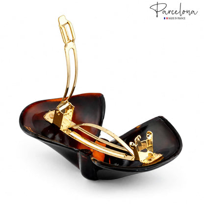 Small Bow Tortoise Shell Hair Barrette, Set of 2