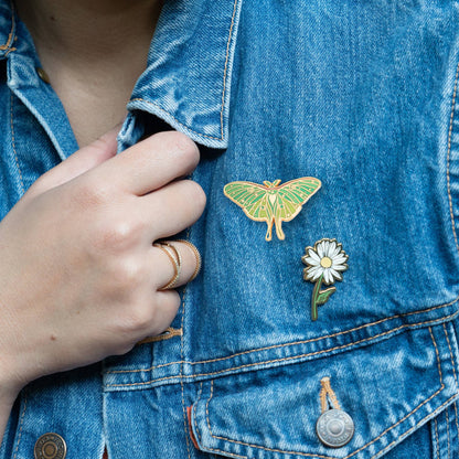 Luna Moth Glow in Dark Hard Enamel Pin