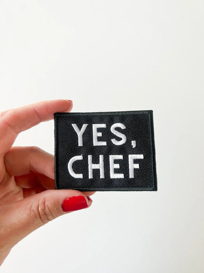 Yes Chef Black Embroidered Iron On Sew On Patch