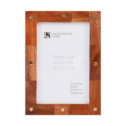 Handmade Wood Picture Frame with Brass Inlay