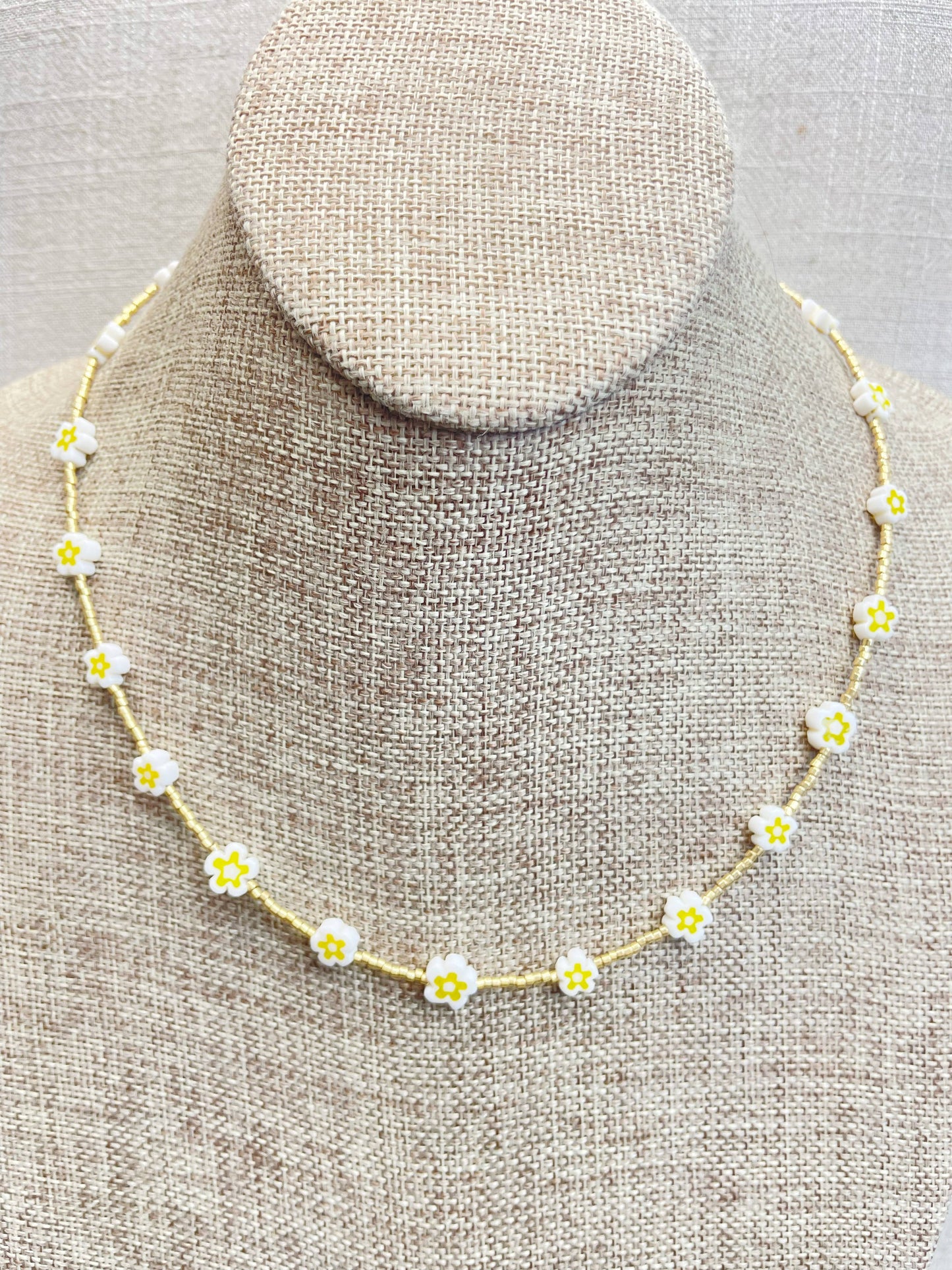 Glass Floral Beaded Delicate Necklace