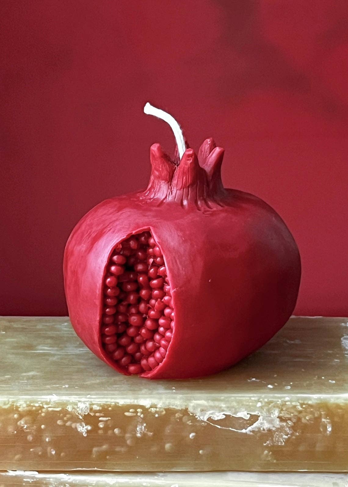 Pomegranate Beeswax Candle, Hand Poured