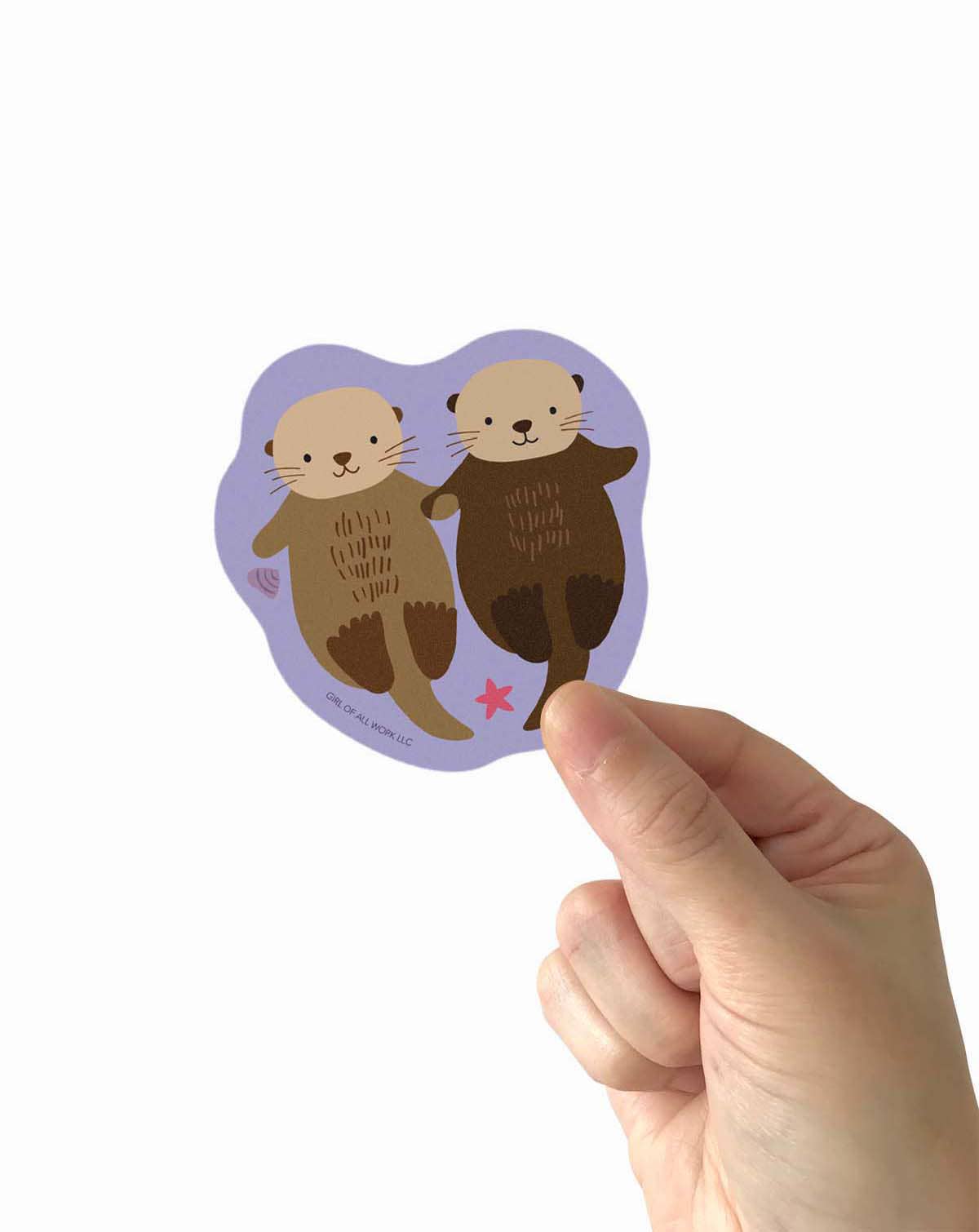 Sea Otters Holding Hands Vinyl Sticker