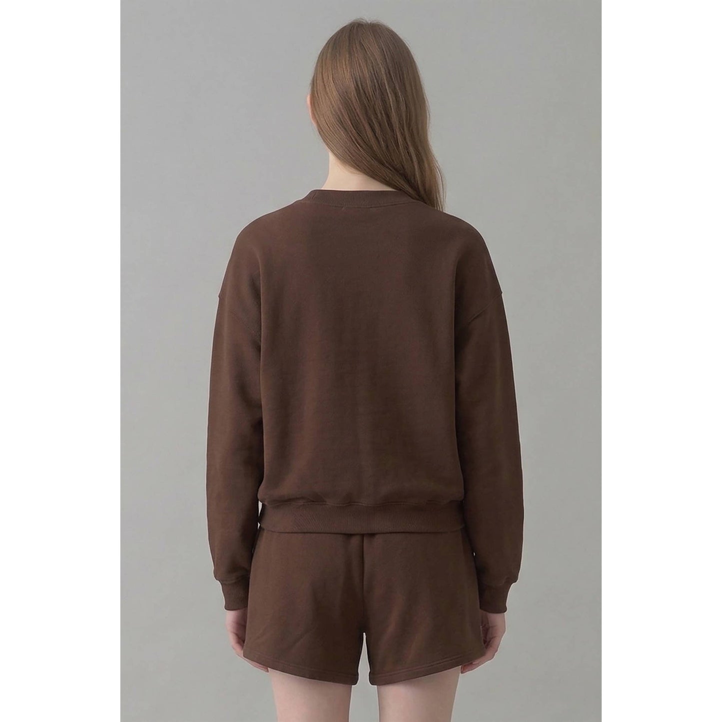 Cropped Cotton Terry Crewneck Sweatshirt