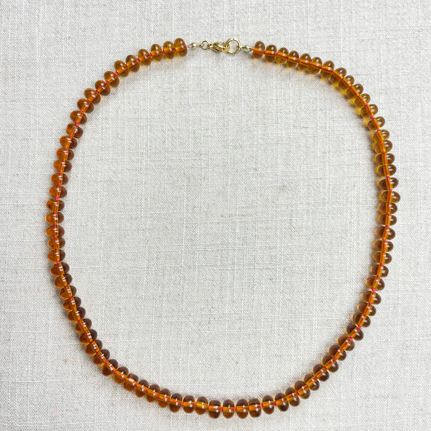 Carmel Brown Glass Hand-knotted Beaded Necklace