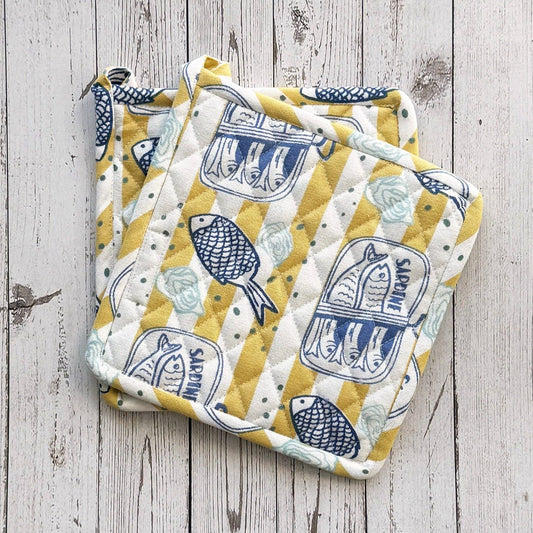 Salty Sardine Cotton Pot Holders