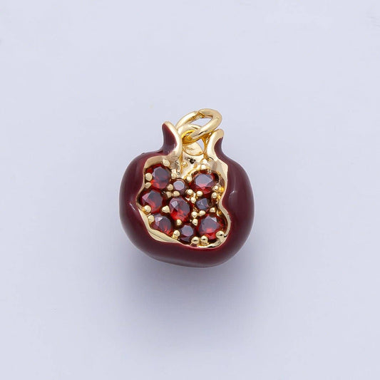 Pomegranate Charm Earring Charm 18k Gold Filled CZ