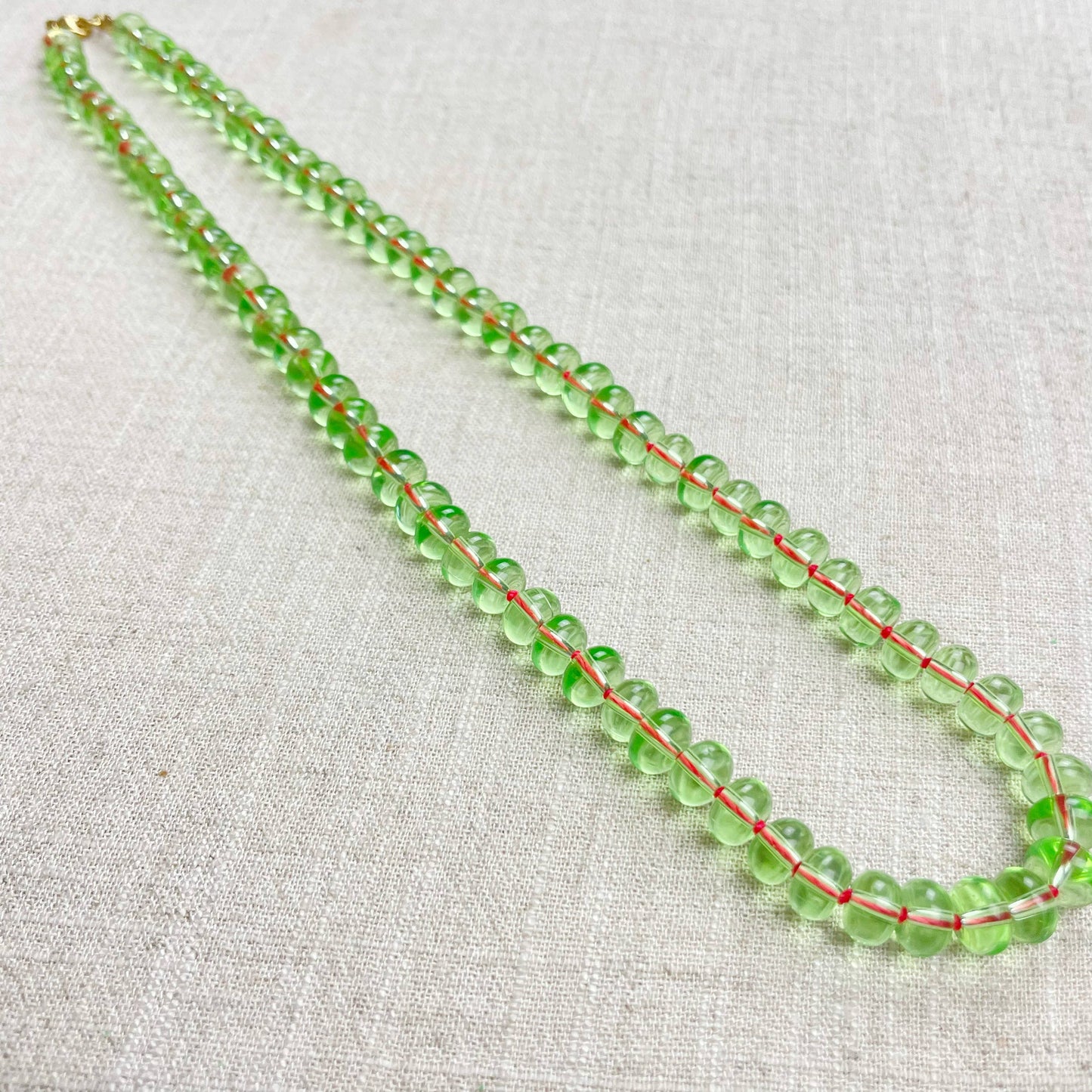 Mint Green Glass Hand-knotted Beaded Necklace