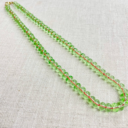 Mint Green Glass Hand-knotted Beaded Necklace