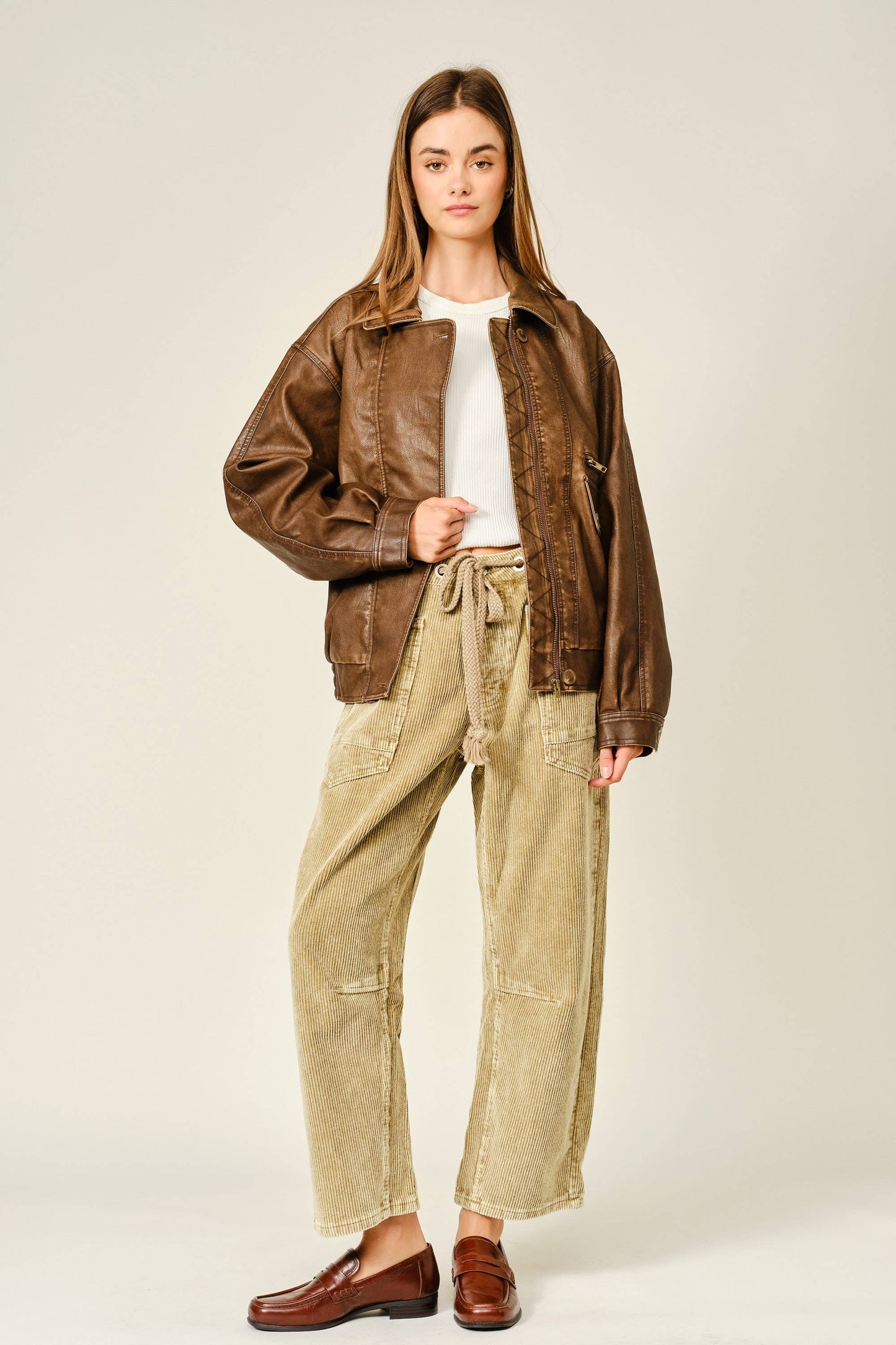 Corduroy Barrel Leg Pants