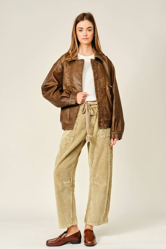 Corduroy Barrel Leg Pants