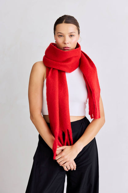 Crimson Red Stockholm Recycled Winter Scarf