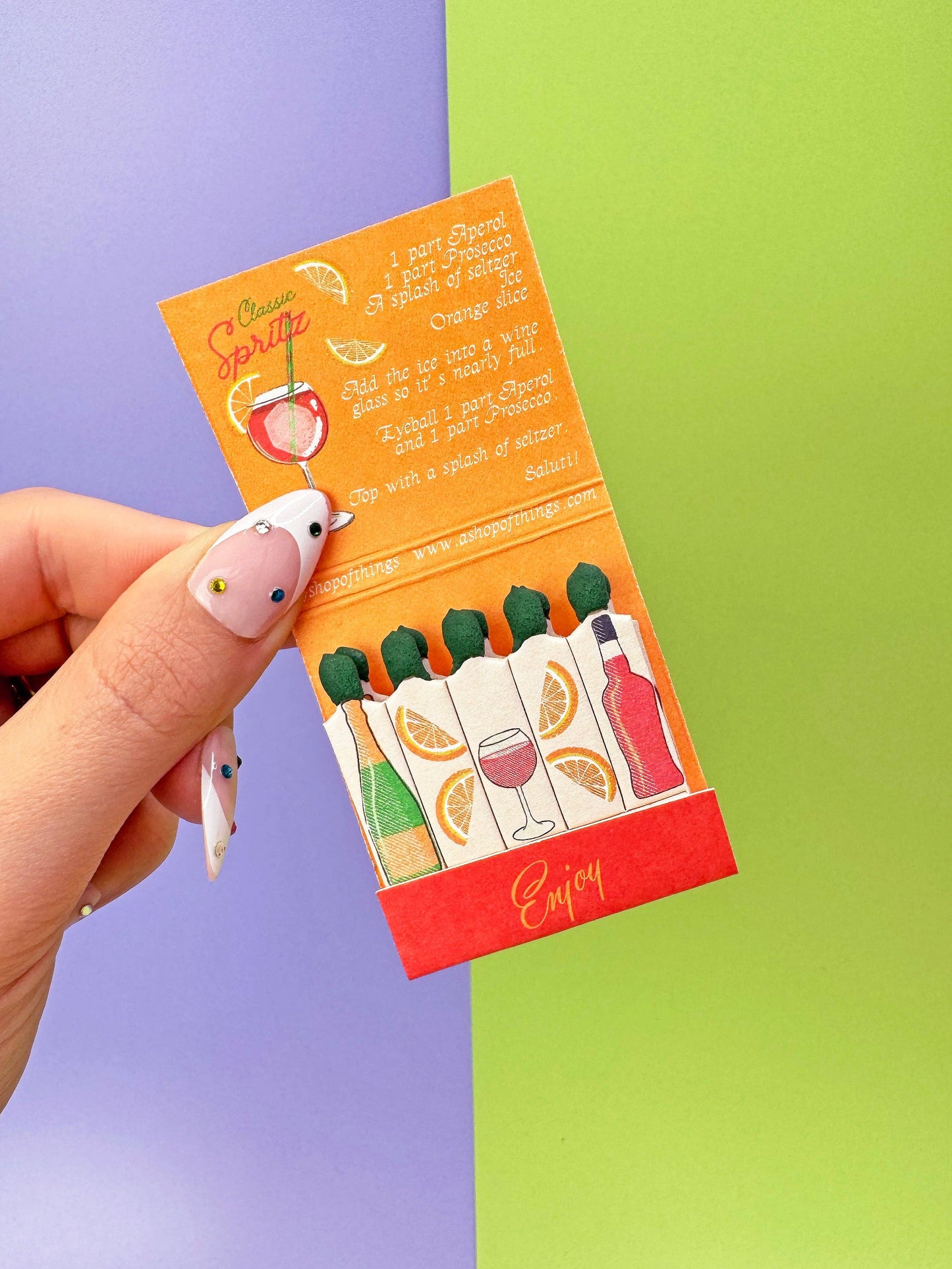 Cocktail Recipe Matches with Custom Colored Tips