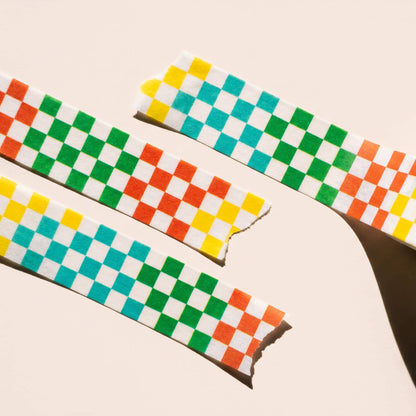 Colorblock Checker Washi Tape Multicolor Decorative Tape
