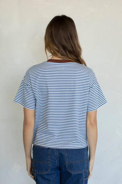 Relaxed Fit Contrast Collar Tee