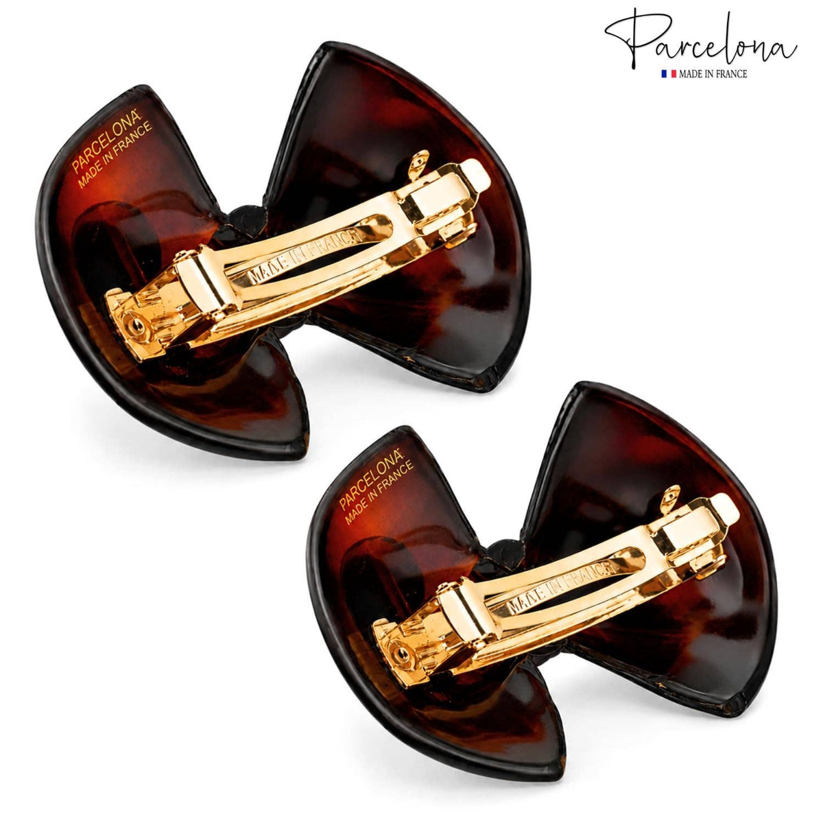 Small Bow Tortoise Shell Hair Barrette, Set of 2