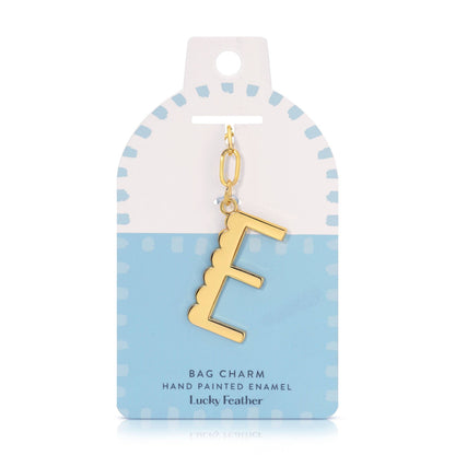 Initial E Enamel Bag Charm Keychain