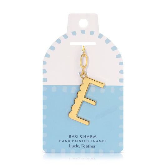 Initial E Enamel Bag Charm Keychain
