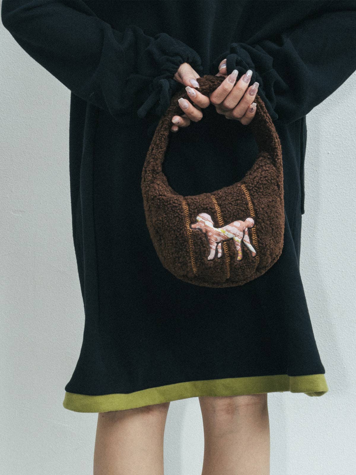 "Pan Pan" Half Moon Shearling Bag