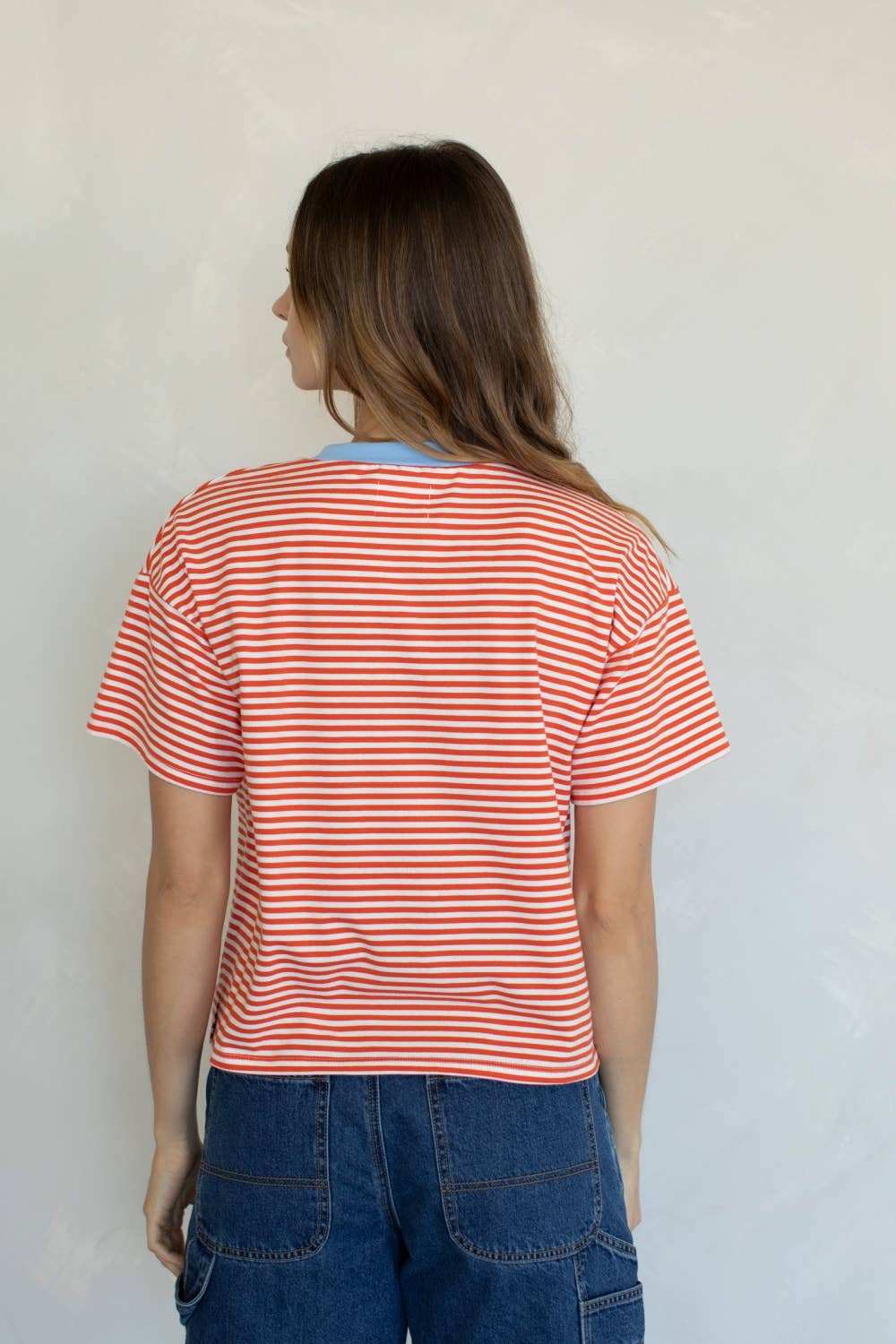 Relaxed Fit Contrast Collar Tee