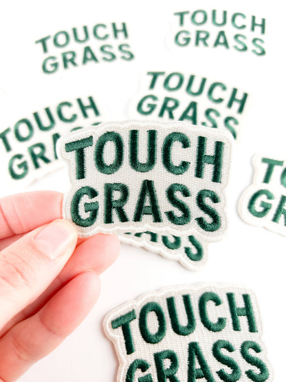 Touch Grass Embroidered Iron-On Patch