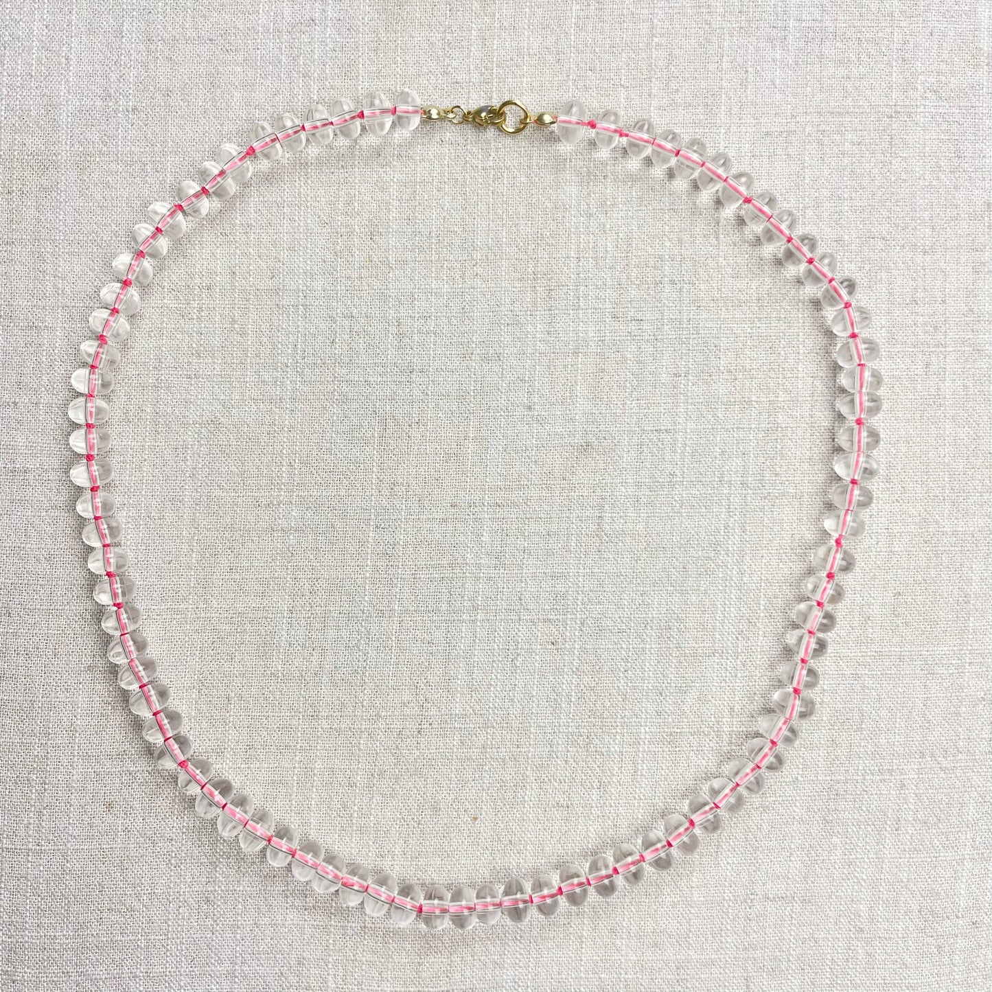 Clear Glass Hand-knotted Beaded Necklace