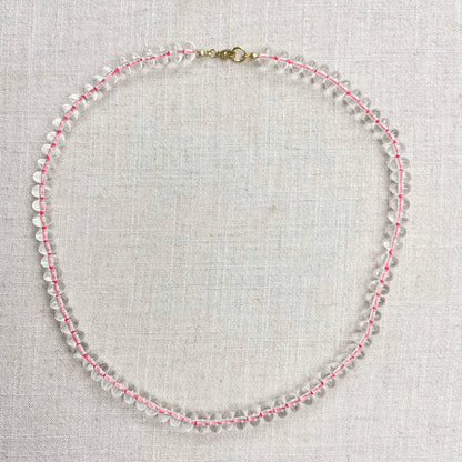 Clear Glass Hand-knotted Beaded Necklace