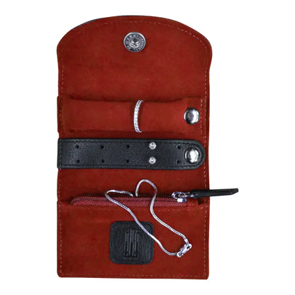 Mini Leather Jewelry Roll Organizer for Travel