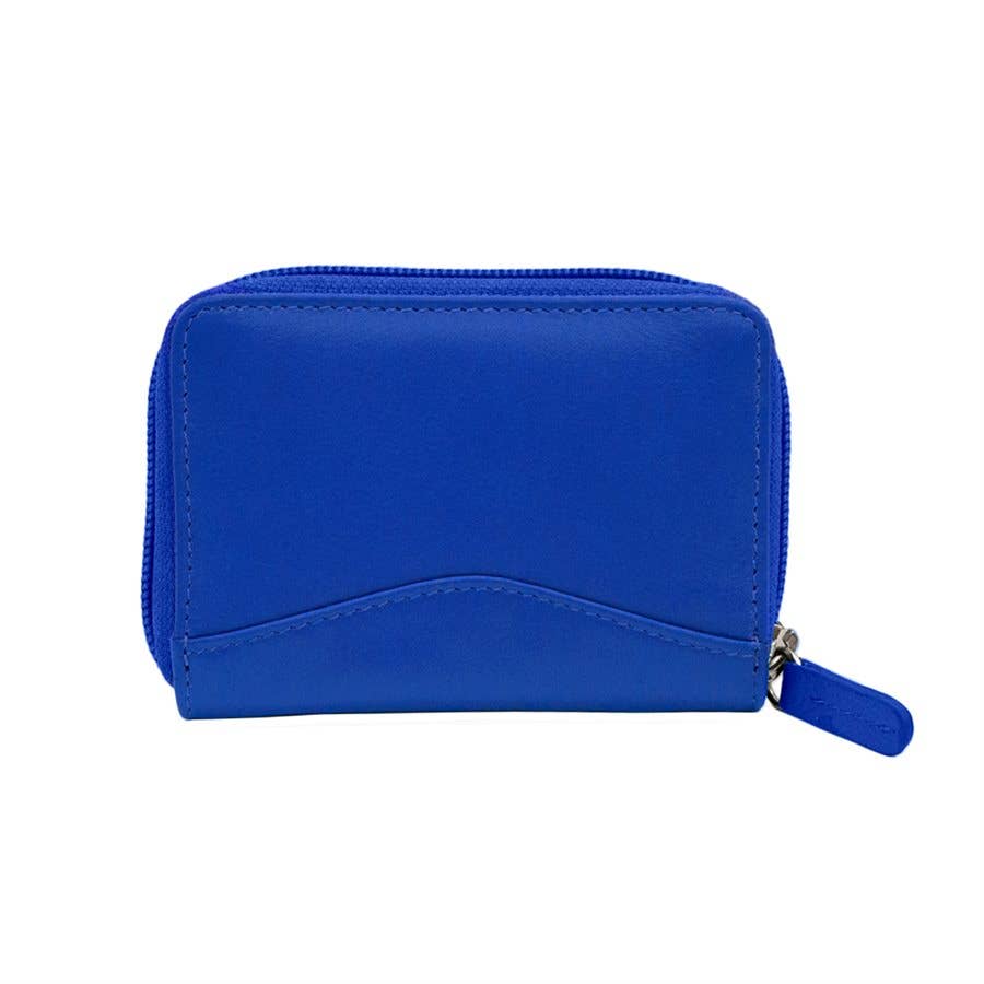 Leather Accordion Card Holder RFID Zip Around Wallet