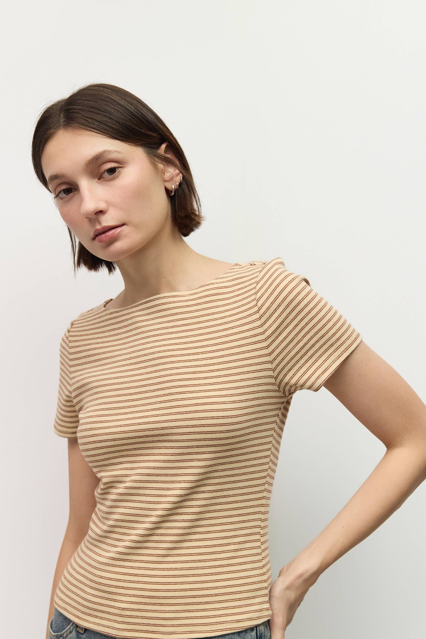 Striped Wide Neck Knit Top