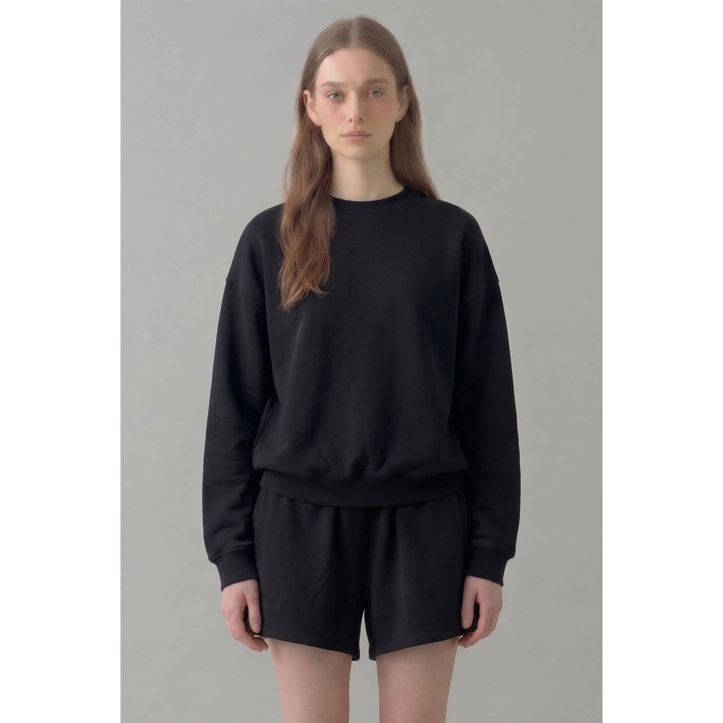 Cropped Cotton Terry Crewneck Sweatshirt