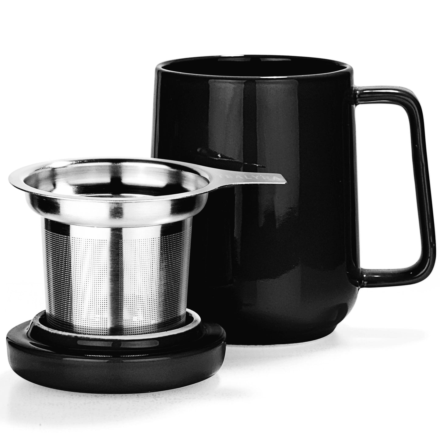 Ceramic Tea Mug with Metal Infuser and Lid