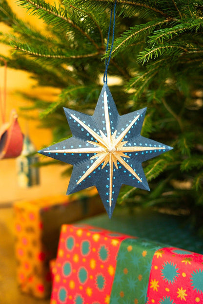 Twinkling Star Recycled Paper Christmas Ornament