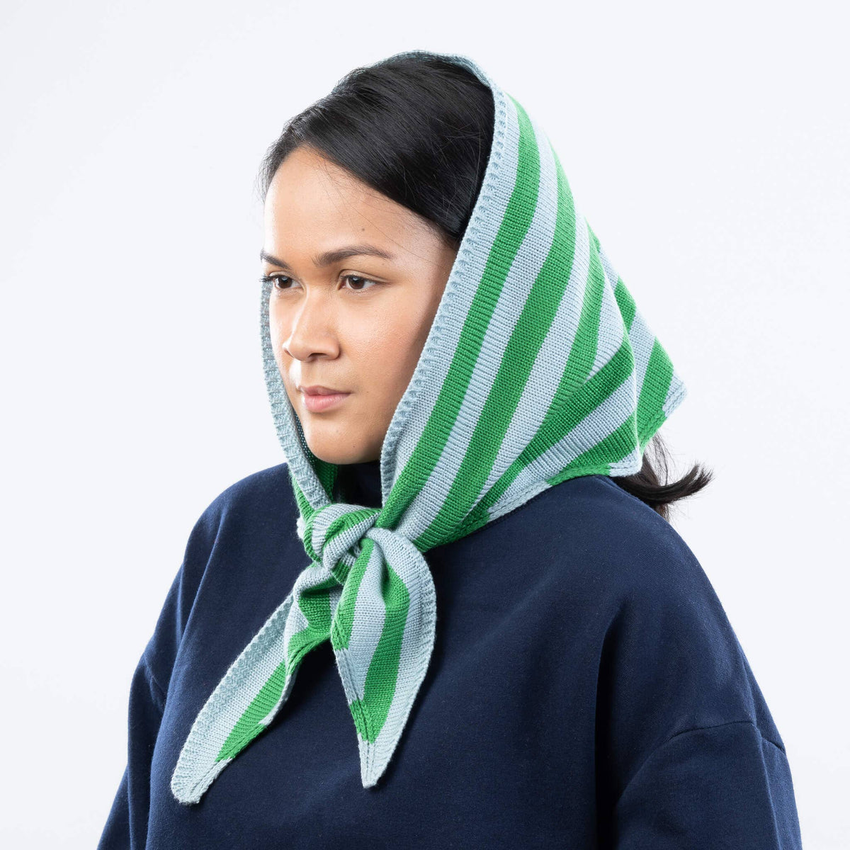Simple Stripe Knit Triangle Scarf Neckerchief