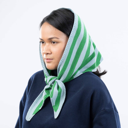 Simple Stripe Knit Triangle Scarf Neckerchief