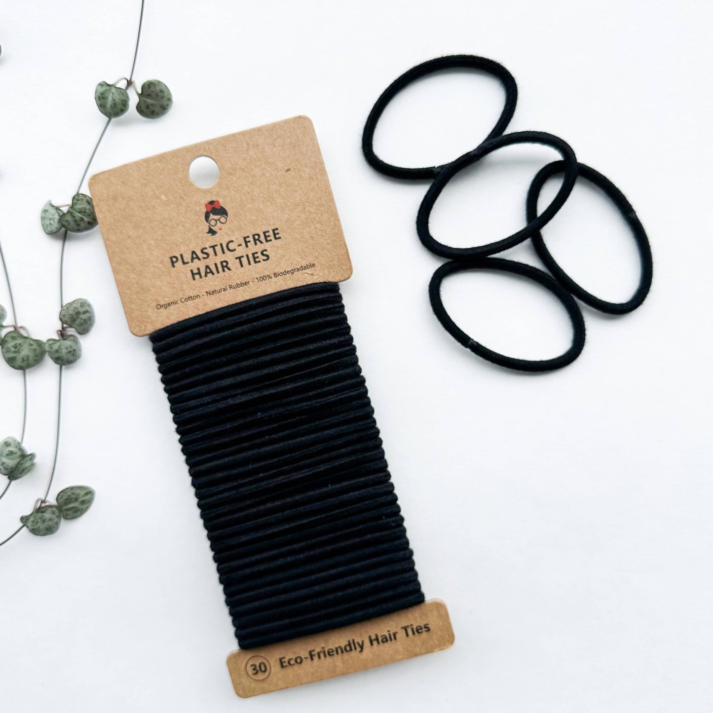 Organic Cotton Natural Rubber Hair Ties Plastic Free