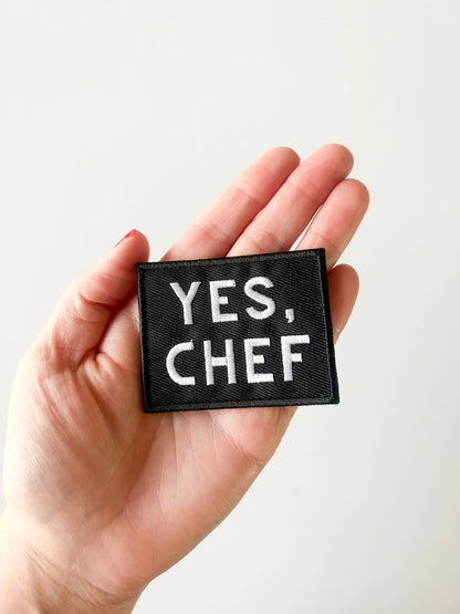 Yes Chef Black Embroidered Iron On Sew On Patch