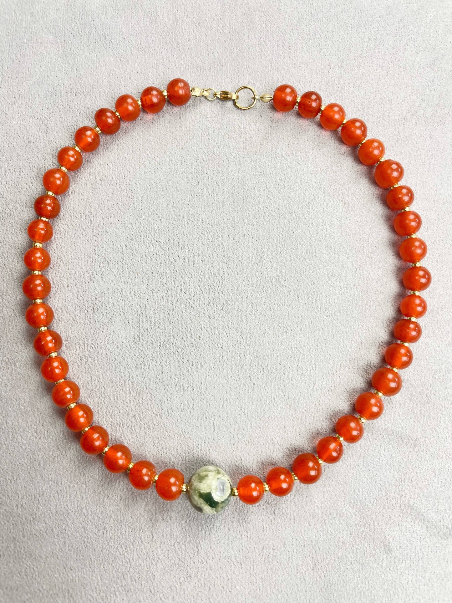 Vintage Rhyolite Orange Beaded Necklace