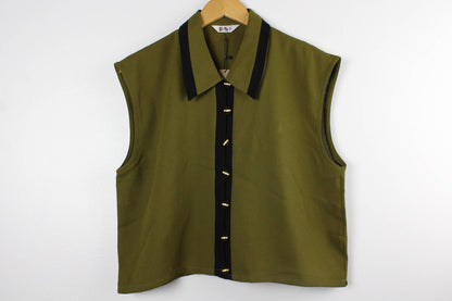 Upcycled Cropped Button-Up Blouse