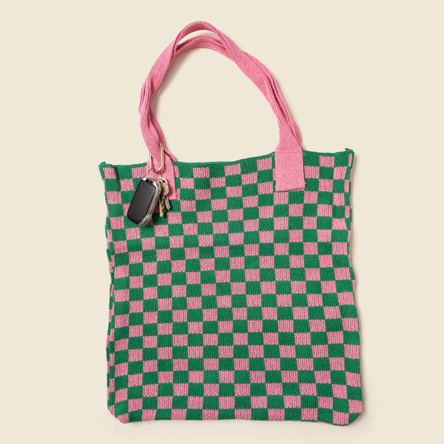 Pink and Green Checkered Everyday Tote Bag